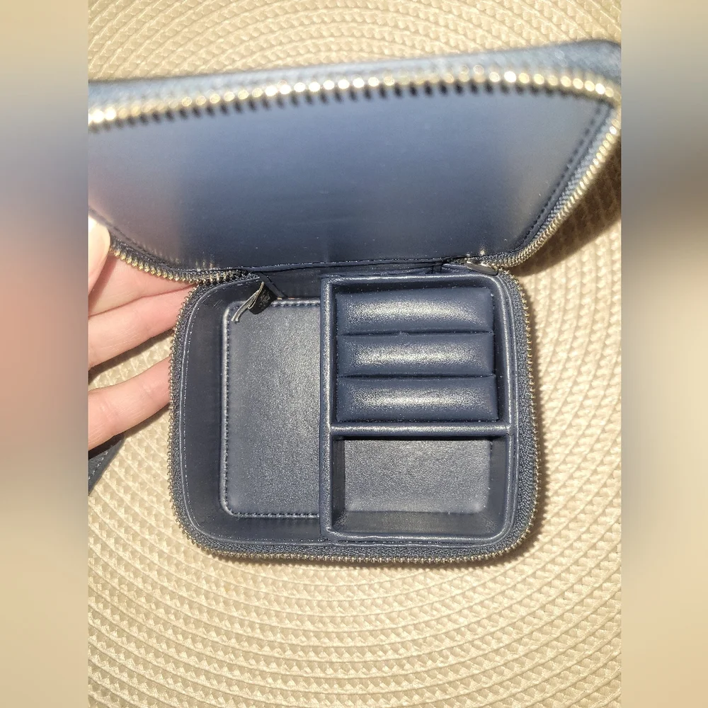 Coach Light Blue Umbrella & Sun Print Leather Zip Jewelry Case - Picture 4 of 9